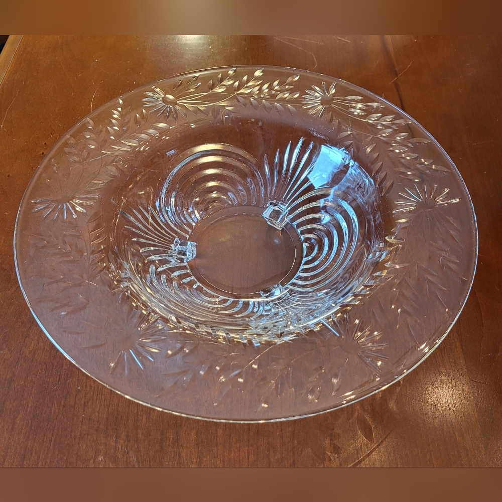 Vintage Paden City Glass Co 3 Footed Console Bowl 12.5 in Floral Daisies See Pic